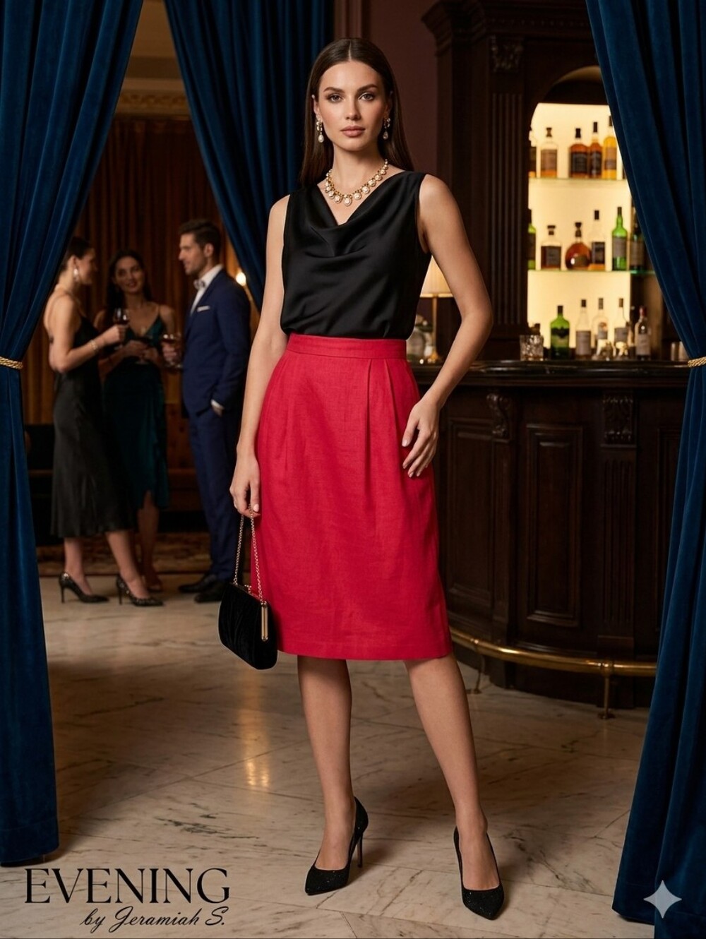Vintage Made In The USA Women's Red Pleated A-Line Skirt